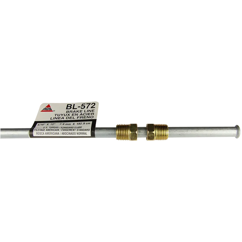 BL-572 – AGS Fuel Line, For Domestic Vehicles 72 Inch Length 5/16 Inch Diameter Bendable Steel Single With Two 1/2-20...